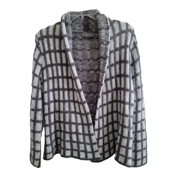 Wooden Ships Sweaters - Wooden Ships Mohair Wool Blend Geometric Knit Cardigan Sweater Open Front S/M